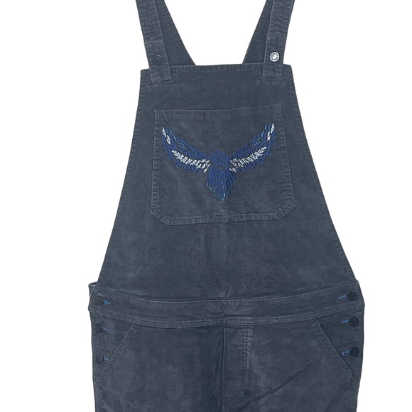 Zadig & Voltaire Corduroy Overalls Eagle‎ Embroidery Dark Grey Women's - Picture 4 of 12